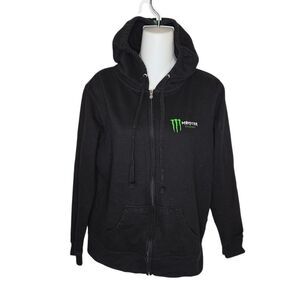 Monster Energy Women's Black Full-Zip Hoodie Sweatshirt, Size Medium
